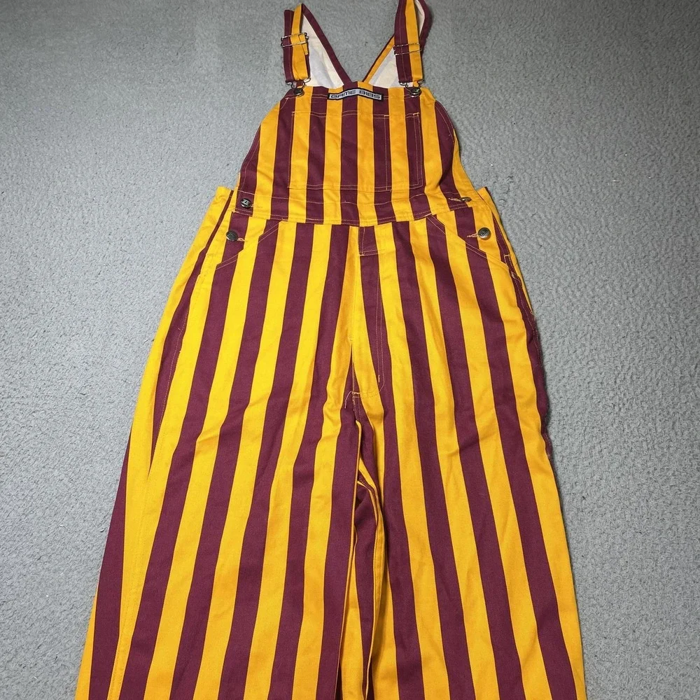 Game Bibs Pants Unisex Small Multicolor Striped Bib Overalls Game Day Sports Fan - Picture 2 of 7